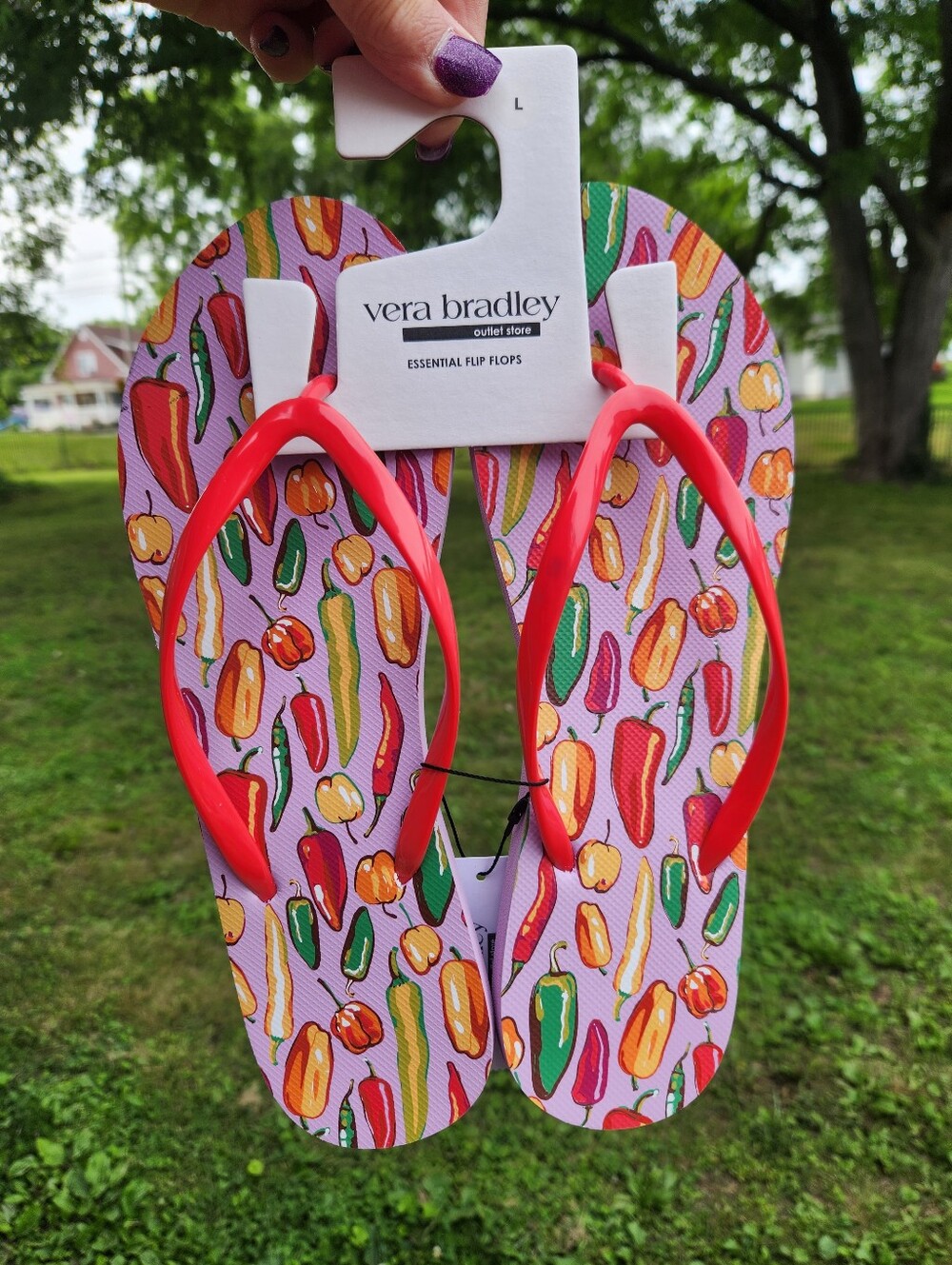 Vera Bradley Flip Flops Multicolor Pepper Print Size Large 9/10 NWT